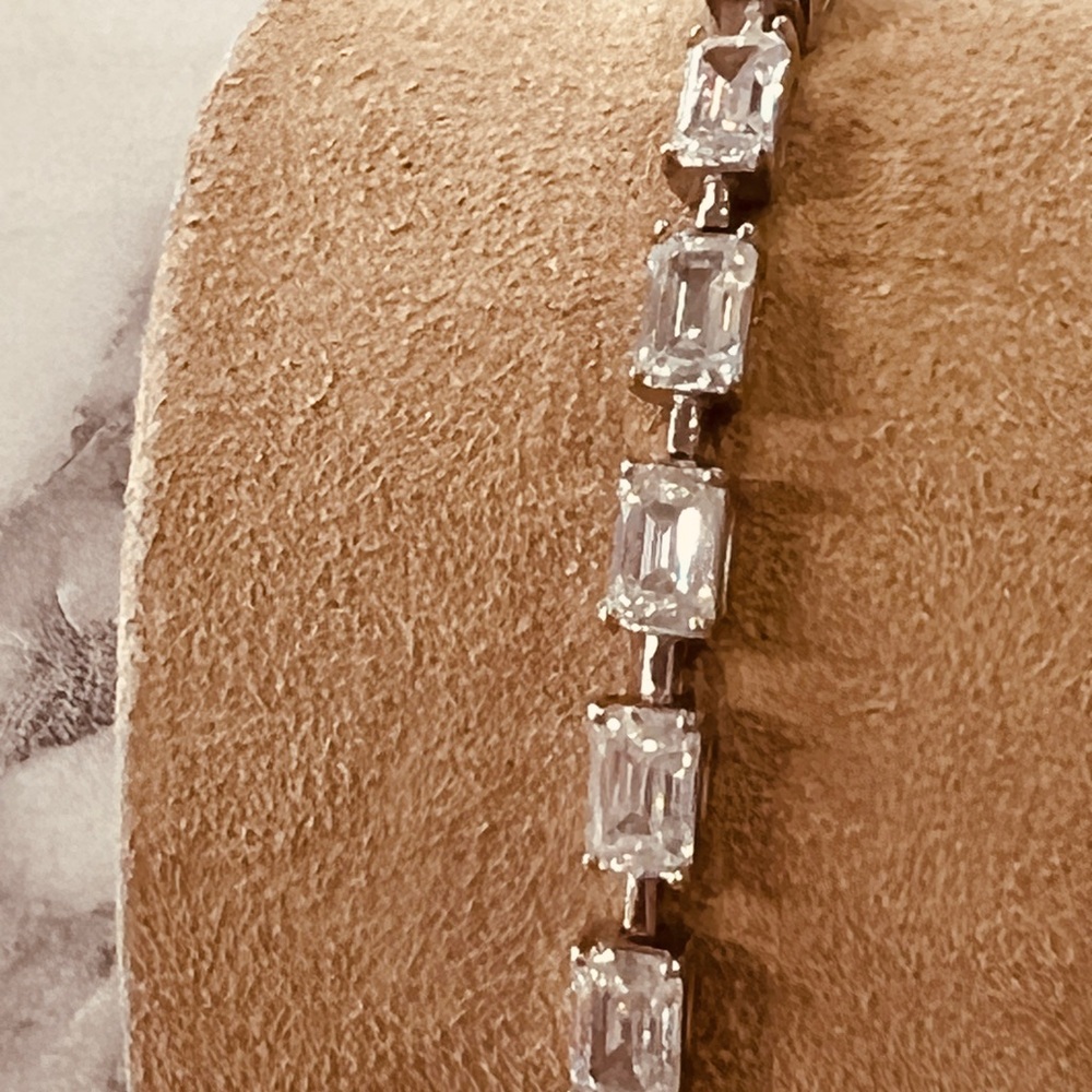 10 ctw, Moissanite Emerald-Cut D-Color, VVSI tennis bracelet. S925. Custom made.